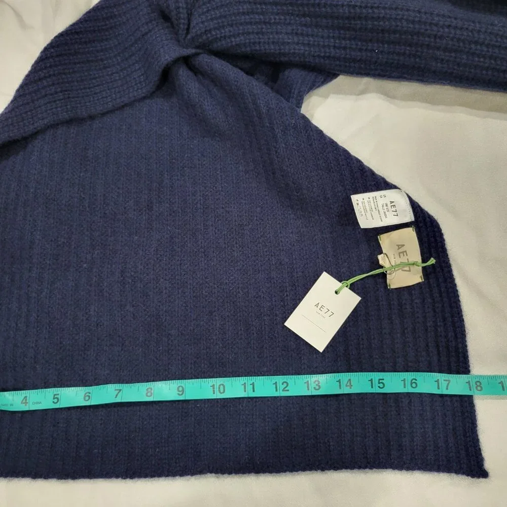 AE77 100% Cashmere Navy Scarf Size OS